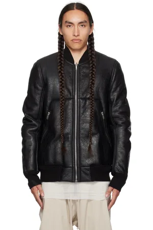 Rick Owens Black Classic Flight Leather Jacket