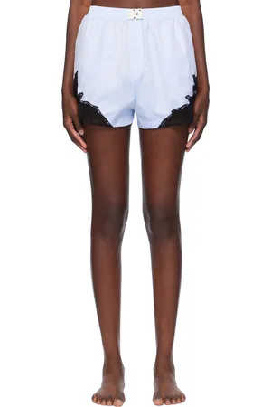 FLEUR DU MAL Blue Lace Trim Shorts