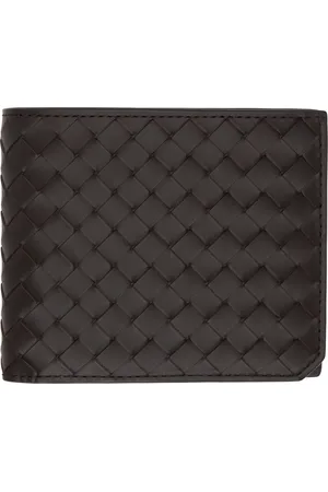 Bottega Veneta Brown Intrecciato Piccolo Bi-Fold Coin Purse Wallet