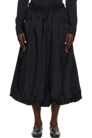 YOHJI YAMAMOTO Black PE Twill R-Volume Midi Skirt