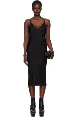 Rick Owens Black Hollywood Slip Midi Dress