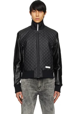Balmain Black Main Lab Faux-Leather Bomber Jacket