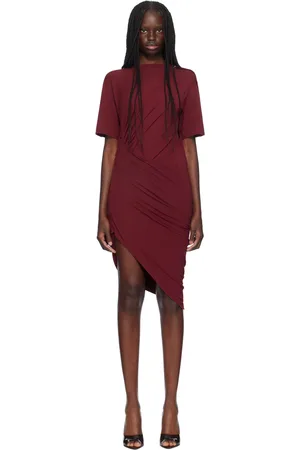MUGLER Red Draped Pierced Minidress