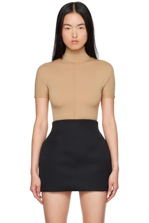 WARDROBE.NYC Beige Rosie Huntington-Whiteley Edition RHW Short Sleeve Bodysuit