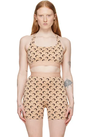 Marine Serre Beige All Over Moon Sports Bra