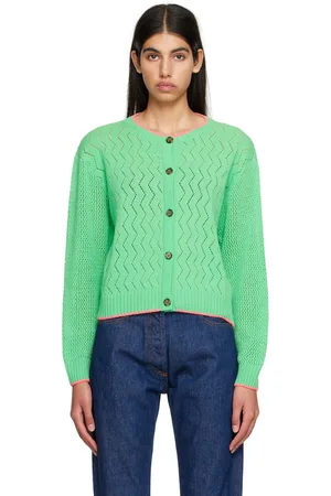 Msgm Green Button Cardigan