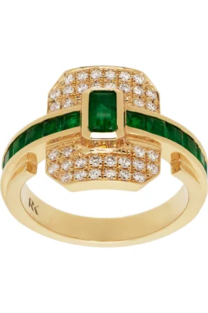 Rainbow K Gold Shield Emeralds Ring