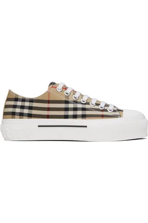 Burberry Beige Check Cotton Sneakers