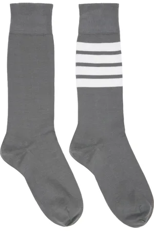 Thom Browne Gray Lightweight Cotton 4-Bar Socks