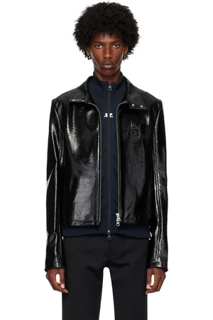 Courrèges Black Zipped Vinyl Biker Jacket