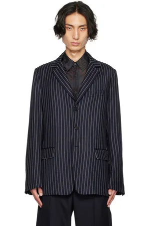 DRIES VAN NOTEN Navy Striped Blazer