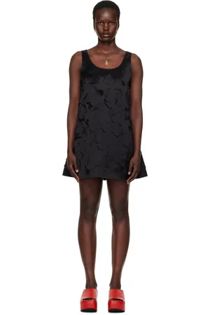 Marni Black Flared Duchess Satin Minidress