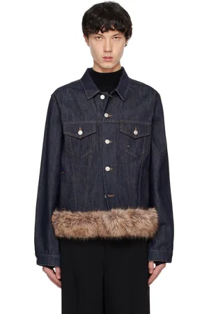 COPERNI Blue Faux Fur Hem Denim Jacket