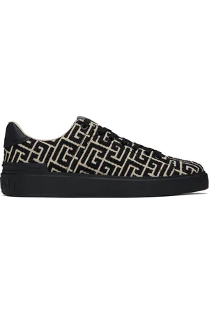 Balmain Black & Off-White B-Court Jacquard Monogram Sneakers