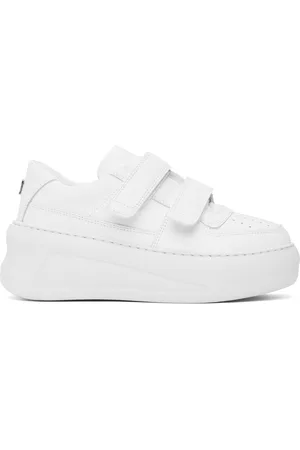 Acne Studios White Velcro Strap Platform Sneakers