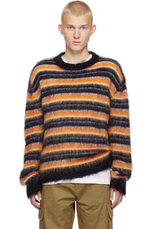 Marni Black & Orange Fuzzy Wuzzy Striped Sweater