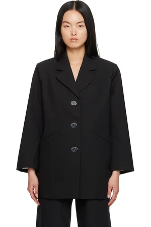 Ganni Black Three-Button Blazer
