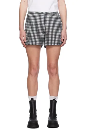 Ganni Black & White Check Shorts