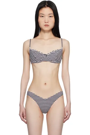 Frankies Bikinis Black & White Cola Gingham Underwire Bikini Top
