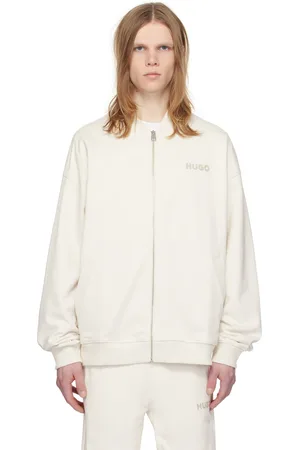 HUGO BOSS Off-White Embroidered Bomber Jacket