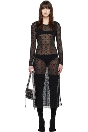 Marine Serre Black Moonogram Midi Dress