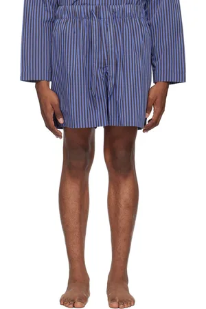 Tekla Brown & Blue Drawstring Pyjama Shorts