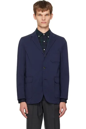 Beams Navy Three-Button Shirt Blazer