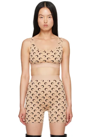 Marine Serre Tan All Over Moon Sport Bra