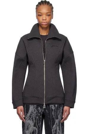 Ganni Gray Heavy Fleece Zip Up Jacket