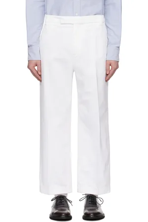 Thom Browne White Cotton Twill Utility Trousers