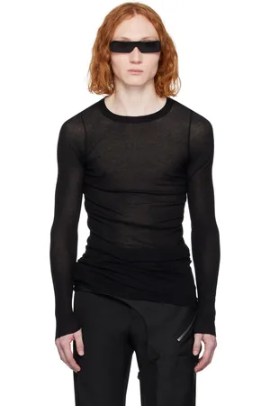 Rick Owens Black Raw Edge Long Sleeve T-Shirt