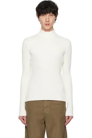 Courrèges White Reedition Rib Knit Mock Neck Sweater