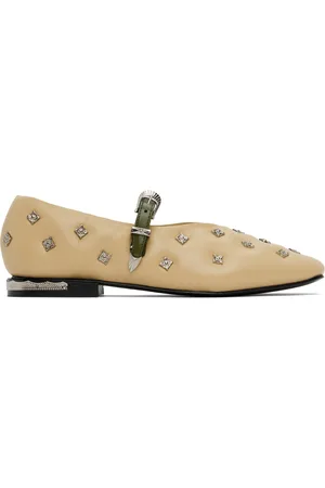 TOGA PULLA Beige & Khaki Mary Jane Ballerina Flats