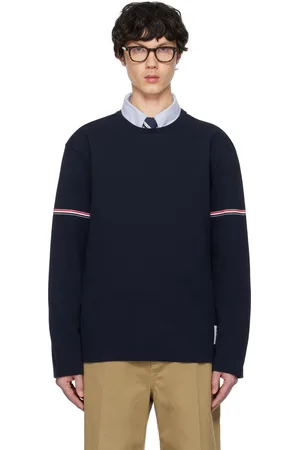 Thom Browne Navy Cotton Rugby Long Sleeve T-shirt