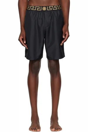VERSACE Black Greca Border Swim Shorts