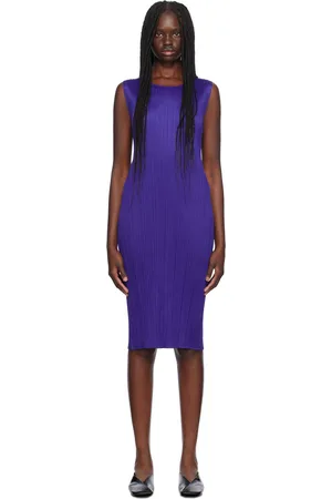 PLEATS PLEASE ISSEY MIYAKE Blue Monthly Colors July Midi Dress