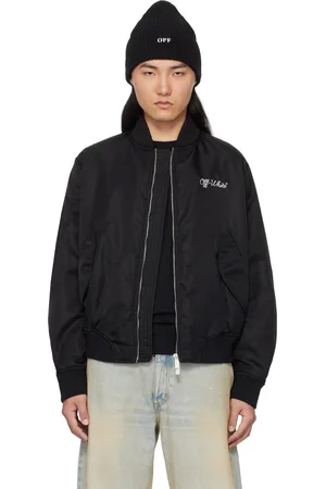 OFF-WHITE Black Script Varsity Bomber Jacket