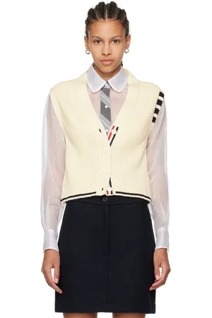 Thom Browne Off-White Cropped Cardigan
