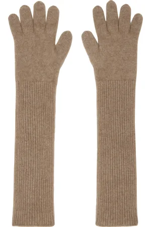 Auralee Taupe Baby Cashmere Knit Long Gloves