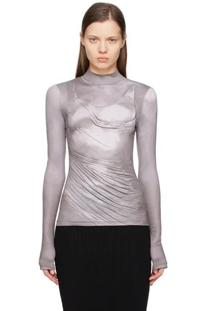 Balmain Gray Draped Print Trompe L