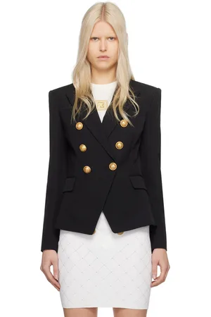 Balmain Black Peaked Lapel Blazer