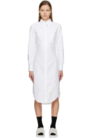 Thom Browne White Classic Oxford Midi Dress