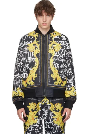 VERSACE Black Graffiti Bomber Jacket