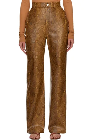 Nanushka Brown Philine Faux-Leather Trousers