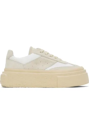 Maison Margiela White & Beige Gambetta Lace-Up Platform Sneakers