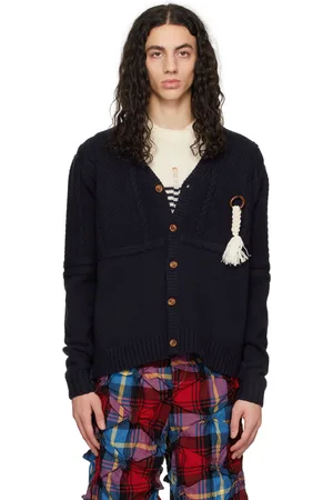 Charles Jeffrey Loverboy Navy Fisherman Cardigan