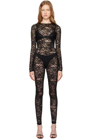 FLEUR DU MAL Black Lace Jumpsuit