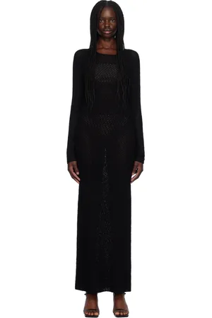 Totême Black Long-Sleeve Maxi Dress