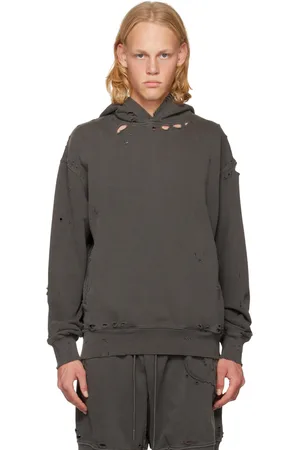 C2H4 Gray Agitator Distressed Hoodie