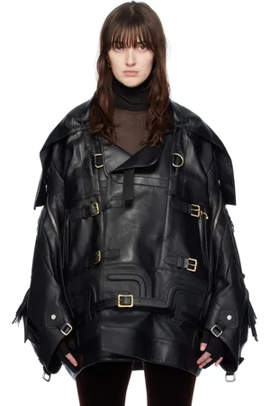 JUNYA WATANABE Black Fringed Faux-Leather Jacket